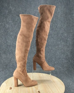 Steve Madden Boots Womens 6.5 M Emotions Over The Knee Heels Fashion Boot Beige - Picture 1 of 22