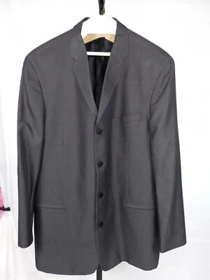 Vintage DKNY Blazer Men's Suit Jacket Size 44 Tall Gray Stripe Cotton Style   - Image 1 of 4