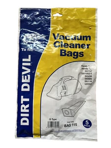 5er-Pack Dirt Devil ELECTROEPART TASCHE 115 TYP G HANDYZIP DD150 DD150Z DD250 DD500 - Bild 1 von 2