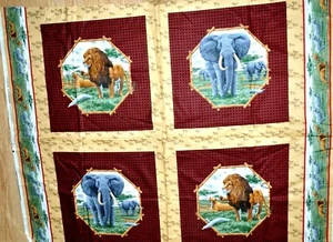 Cranston VIP Screen PRINT FABRIC SEWING PANELS Wildlife Safari Lions Elephant - Picture 1 of 1