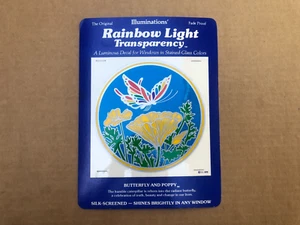 Illuminations Butterfly and Poppy, 1979 unused Transparent window Decal, 5 inch - Picture 1 of 3