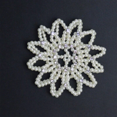 Women Pearl Rhinestone Bun Cover Hair Snood Ballet Dance Skate Crochet Hair Net - Image 1 of 4