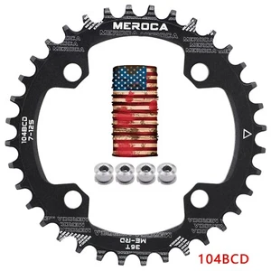 MEROCA 104BCD Narrow Wide 1X Chainring 32-38T Round CNC Black/Red for 7-12S MTB - Picture 1 of 16