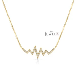 14K Gold 0.23 CT VS/F-G Diamond Heartbeat Shape Pendant Necklace - The Jewelz - Picture 1 of 4