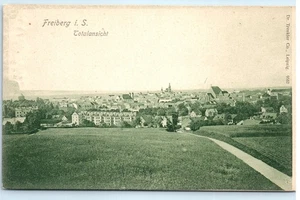 Postal vintage de los años 1910 Freiberg Sajonia Alemania vista total paisaje urbano panorámico - Imagen 1 de 2