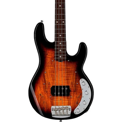 Sterling by Music Man StingRay RAY34 Spalted Maple Top Bass 3-Tone Sunburst - Image 1 of 4
