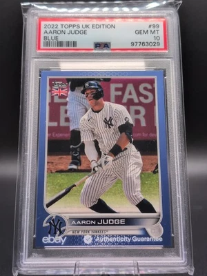 2022 Topps UK Edition Blue /75 Aaron Judge #99 PSA 10 POP 3 - Image 1 of 2