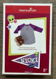 NEW American Girl Doll Nicki’s Skater Dreams Sleep Shirt Set - Picture 1 of 2