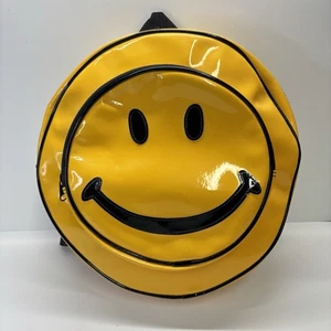 VTG 1990s Yellow Round Smiley Happy Face Backpack Y2K Style Retro Novelty Rave - Picture 1 of 11