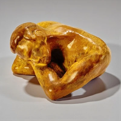 Arte abstracto de terracota esmaltado arte cerámica escultura artista firmado JK 4" Foto 1 de 4