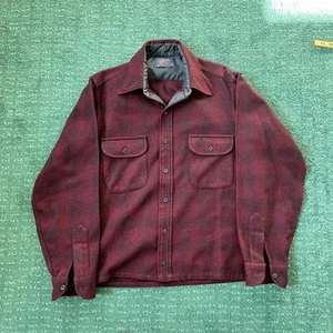 Vintage Red Black Shadow Plaid Wool Pendleton Flannel Shirt M - Picture 1 of 7