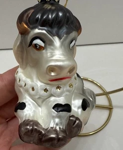 Inge's Christmas Heirlooms Cow With Heart Spots Glass Blown Ornament Germany - Picture 1 of 10