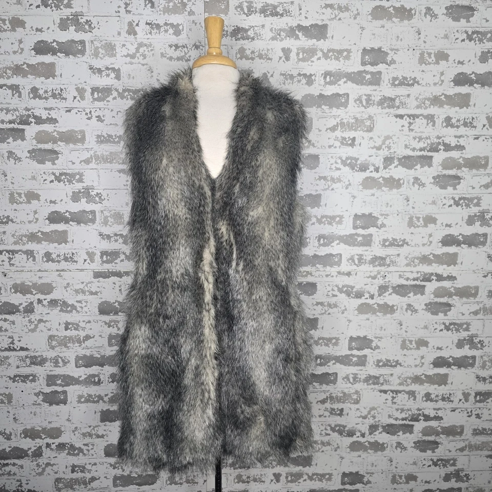 Banana Republic Chaleco de Piel Sintética Abrigo Chaqueta Mujer Mediano Sin Mangas Forrado Boho Foto 1 de 4