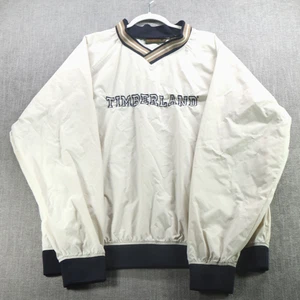 VINTAGE Timberland Windbreaker Mens XXL Cream Embroidered Pullover Urban 90s - Picture 1 of 11