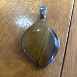 TIGER EYE Large STERLING Silver Pendant 2” - Picture 1 of 4
