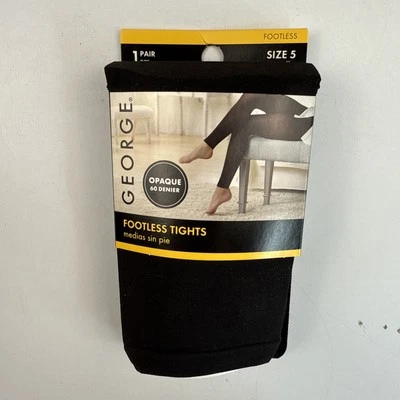 GEORGE Women's Footless Tights Opaque 60 Denier Black Size 5 - Image 1 of 4