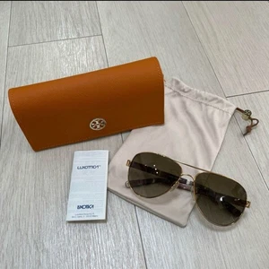 Tory Burch Rare Gold Frame Aviator Sunglasses - Picture 1 of 5