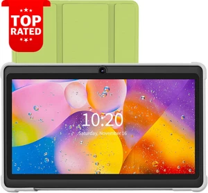 7 Inch Android Tablet Quad Core 32GB Dual Camera WiFi Bluetooth Green Case - Picture 1 of 8