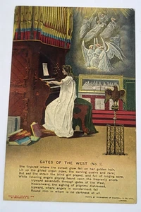 um 1900 TORE DES WESTENS Bamforth Serie Nr. 1 Blindes Mädchen spielt Orgel Engel hören - Bild 1 von 2