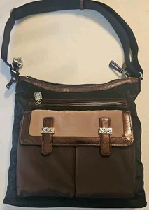 Brighton Umhängetasche Organizer Nylon/Leder 3-farbig Handtasche Neu ohne Etikett - Bild 1 von 15