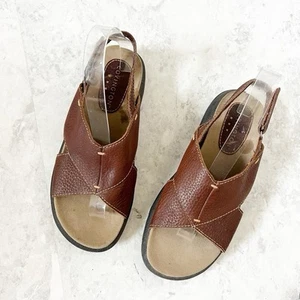 Sandali grossi vintage anni 90 Y2K pelle marrone donna 9 suola spessa incrociata - Foto 1 di 7