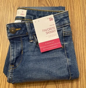 NWT SO Mid Rise Favorite Skinny Blue Jean Size 8 Girls- Back to school! - Picture 1 of 5