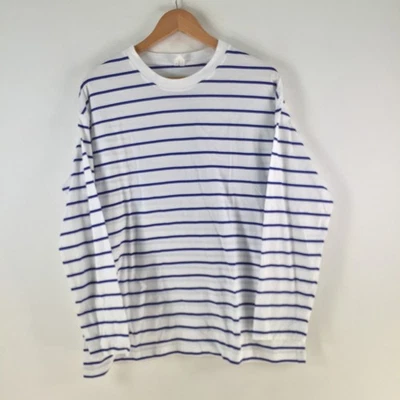 Arket Mujer Camiseta Talla M Blanco Azul Rayas Manga Larga Algodón Crew 123233 Foto 1 de 4