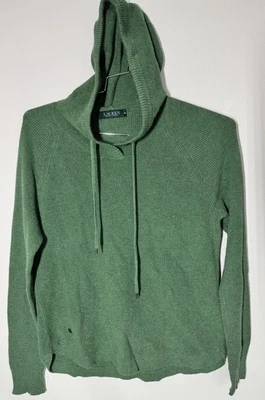 Lauren Ralph Lauren женщин зеленый вафельный вязаный тепловой с капюшоном пуловер толстовка с капюшоном Sz L - Изображение 1 из 4