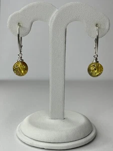 Baltic AMBER Earrings with Sterling Silver.HONEY Amber Drop Earrings. - Picture 1 of 8