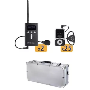 Retekess Sistema Guida Turistica Wireless 2 Trasmettitori 25 Ricevitori Custodia Chiesa - Foto 1 di 20