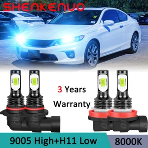 For Honda Accord 2013-2018 9005+H11 8000K LED Headlights High Low Beam Bulbs 21W - Picture 1 of 12