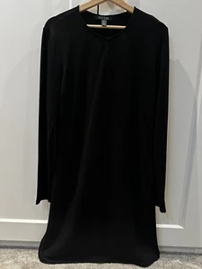 Ralph Lauren Green Label Womens Black Formal Dress Knee Length Size L 12 V Neck - Picture 1 of 12