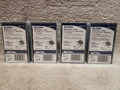 Lot of 4: Sigma Electric 14251-5X Metallic 1-Gang Weatherproof Box. 1/2" Holes - Image 1 of 4