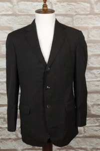 BOGLIOLI SARTORIA Black Striped Wool Single Breasted Blazer Jacket Size 52 - Picture 1 of 19