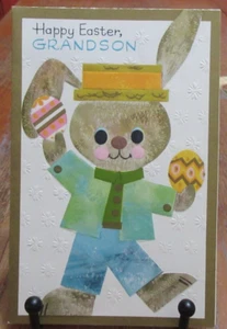 Vintage AMERICAN GREETINGS Easter Card to GRANDSON Anthropomorphic BUNNY RABBIT - Picture 1 of 5