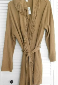NWT J.Jill Open Front Cardigan / Sweater Tan / Fringe /Belt Size Large - Picture 1 of 3
