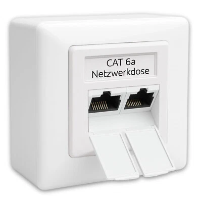 lan dose CAT 6a/CAT 7 Netzwerkdose 2x RJ45 LAN Dose geschirmt Unterputz Aufputz - Bild 1 von 4