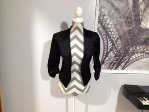 XOXO Jeans Black Asymmetric Hem Ruched Long Sleeve Corduroy Blazer S - Picture 1 of 12