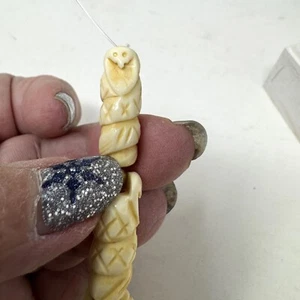 Genuine Bone Snake Beads Cobra Carved Bone 6 Beads 26 by 10mm - Picture 1 of 5