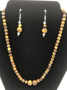 Tiger Eye Necklace And Earrings. - Picture 1 of 2
