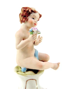 Cesare Villari Porcellana Capodimonte Statuina Putto Statua Bambino Figurina - Foto 1 di 24