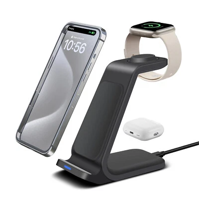 Wireless Charger Dock Charging Station 3 in 1 For Apple Watch iPhone 16 15 14 13 - Image 1 of 4