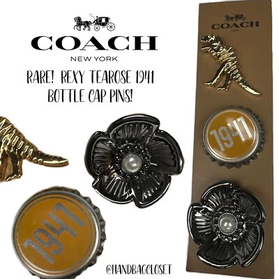 Coach Tearose Pearl Rexy Bottlecap Collectible Pins - Image 1 of 4