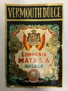 Vermont Dulce Compañia Mata S.A. Malaga Union De Bodegas Andaluzas Flaschenetikett - Bild 1 von 8