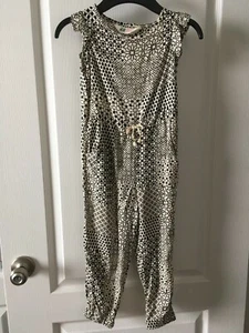 New w/ Tags - H&M Girls Ruffle Short Sleeve White Print Jumpsuit Size 3-4Y - Picture 1 of 9