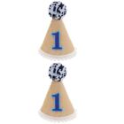  2 Pieces Birthday Party Hat Linen Child Headwear Hats for Kids