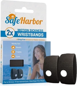 Motion Sickness Wristbands | 2 Anti Nausea Travel Wrist Bands for Your Cruise - Picture 1 of 5