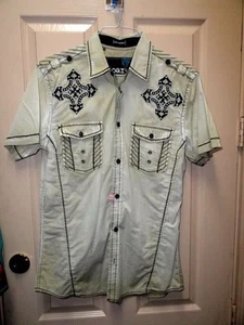 Roar Signature hellbraunes kurzärmliges besticktes Hemd Medium - Bild 1 von 6