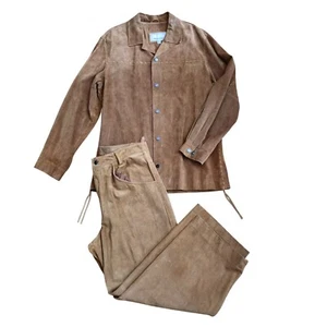 Vintage Wilsons Leather M Julian Herren Paisley Wildleder Hemd Jacke Hose Set L/36 Braun - Bild 1 von 24