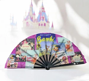 Walt Disney Parks Bambi Fantasia Pinocchio Lady & The Tramp Jumbo Hand Fan 25" - Picture 1 of 8